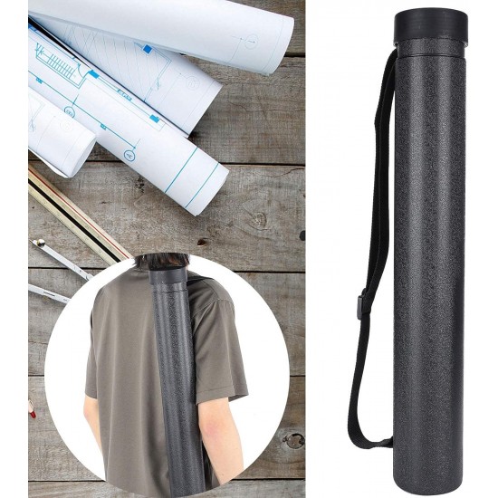 Plastic tube for storing media, drawings, maps and documents, waterproof, adjustable diameter 8 cm * height 133 cm (black)